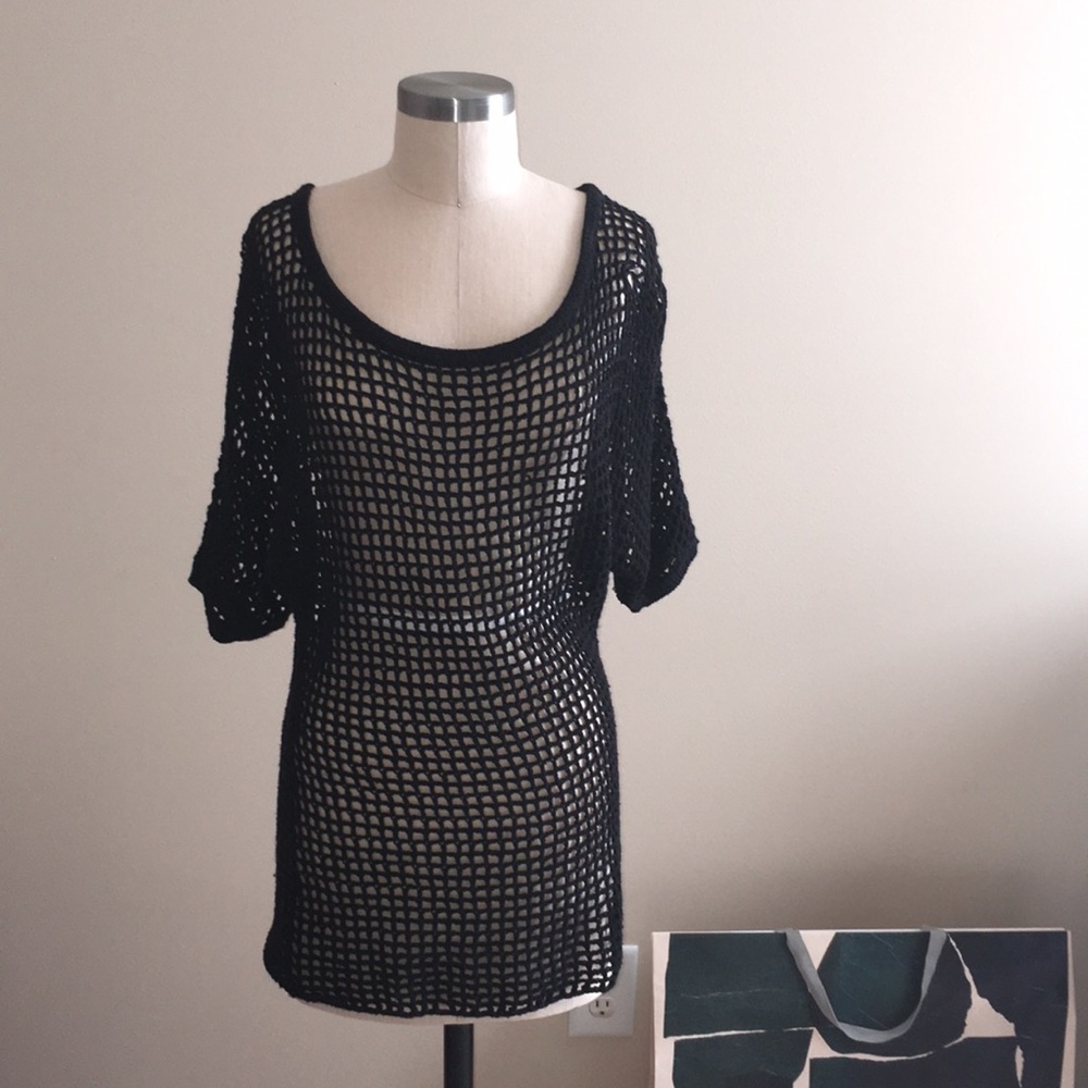 GUESS Crochet Tunic in Med Black
